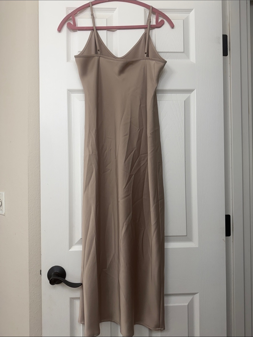 Banana Republic Taupe Slip Midi Dress with V-Neck - Picture 4 of 8